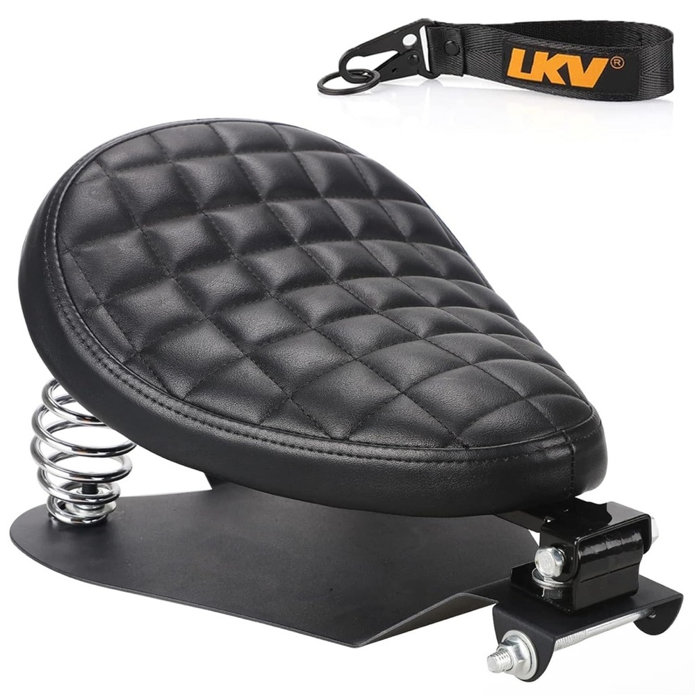 LKV Motorcycle Solo Driver Seat with Seatbase Mounting Hardware Kit